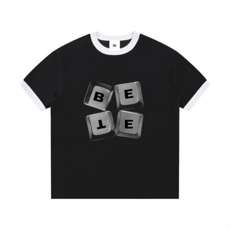 Contrast Edge Ribbed Crewneck T-Shirt