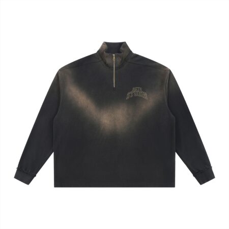 Sun Fade Raw Edge Quarter-Zip Sweatshirt